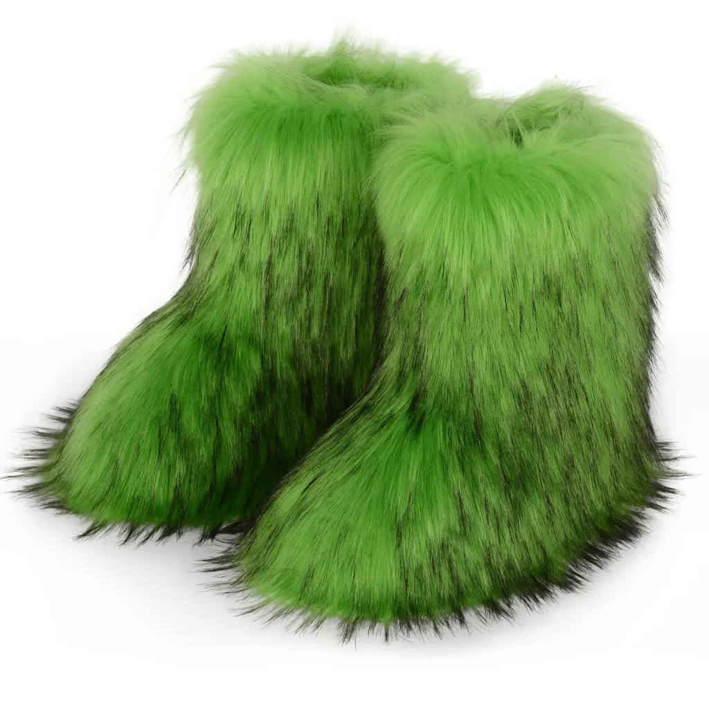 Flat Heel High-top Warm Mid-calf Snow Boots - Green