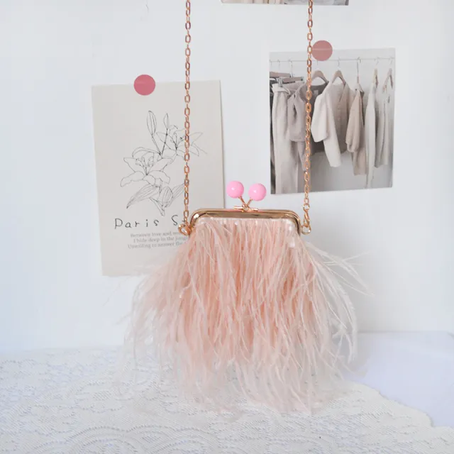 Single sided Ostrich Fashion Clutch Crossbody Bag Pink - Shop at LoveMi