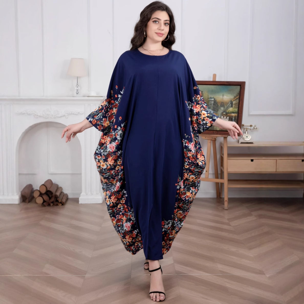 Middle East Muslim Women's Skirt Arab Floral Loose Robe