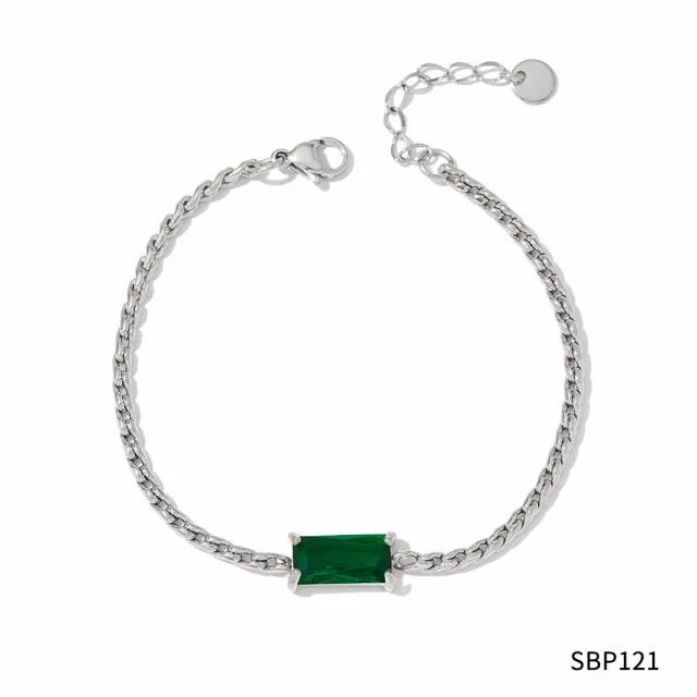 Female European And American Simple Collarbone Necklace Bracelet Sbp121 Silver Green - Shop at LoveMi