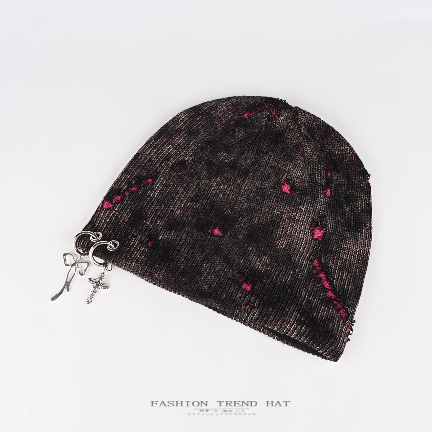 Womens Retro American Post-Apocalyptic Ripped Decorative Beanie - Women's Clothing