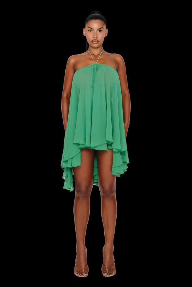 Halter Tube Top Loose Short Dress Green A700Ds - Shop at LoveMi