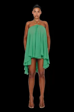 Halter Tube Top Loose Short Dress - Green A700Ds - View 1
