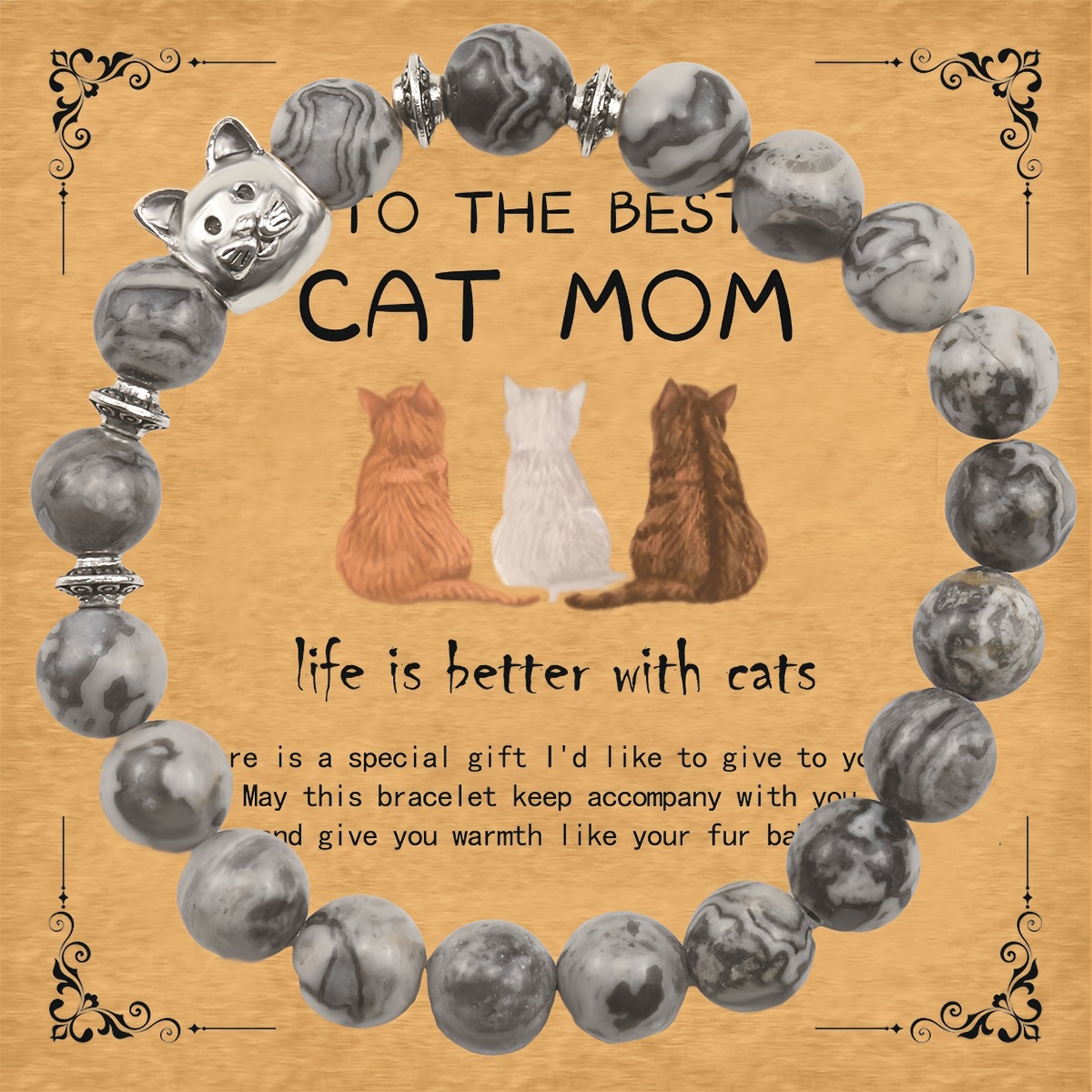 Natural Stone Kitten Accessory Bracelet For Women