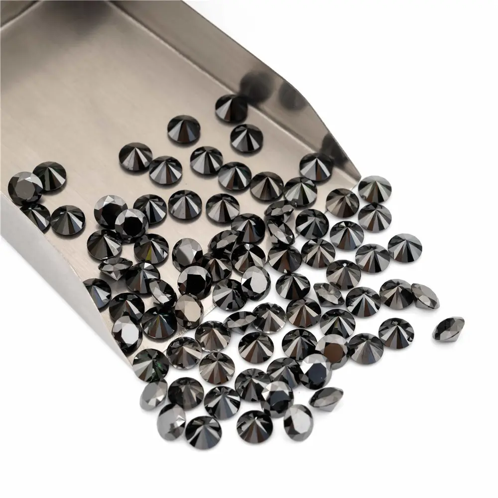 Primary Color Moissanite Round Eight Hearts and Arrows Black