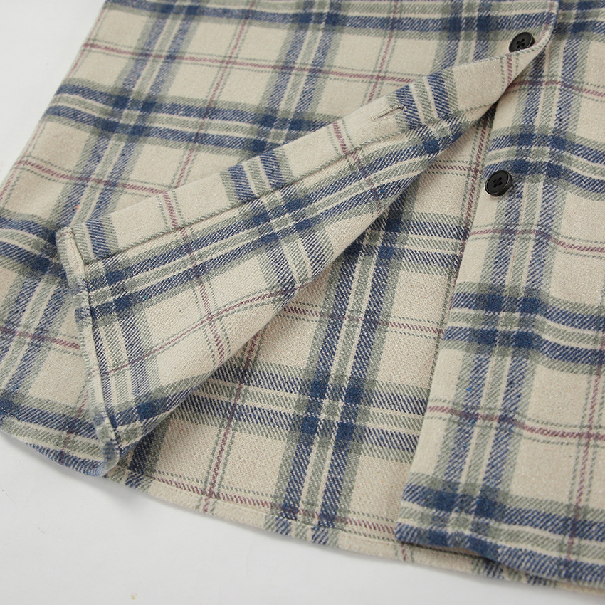 Title 8, Lapel Loose Plaid Long Sleeve Shirt