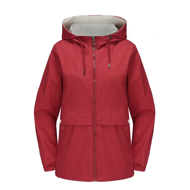 New Hooded Solid Color Trench Coat For Women Wine Red - Shop at LoveMi