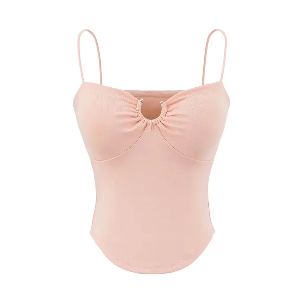 American Style U-neck Midriff-baring Camisole Women - Light Pink