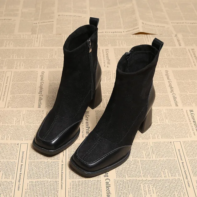 Fat Feet British Style Chunky Heel Booties Black - Shop at LoveMi