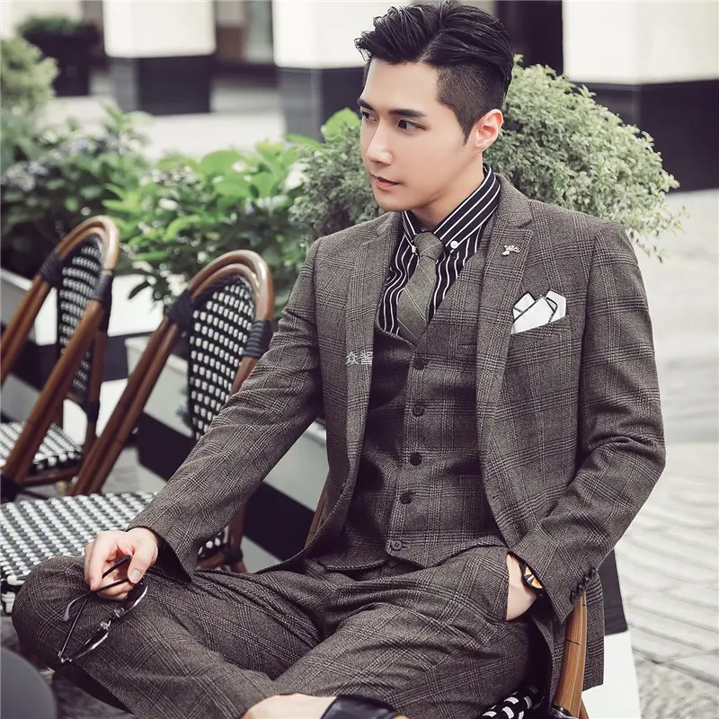 Korean Gentleman Plaid Suit