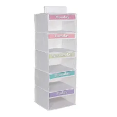 Multi-layer Drawer Clothing Week Label Hanging Storage Bag - White - View 1