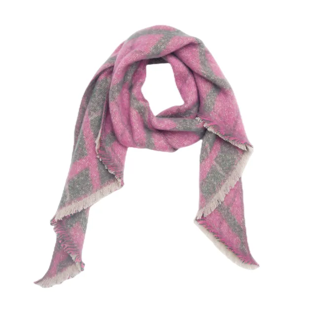 European And American Yarn Rhombus Twill Scarf Big Diamond Plaid Pink - Shop at LoveMi