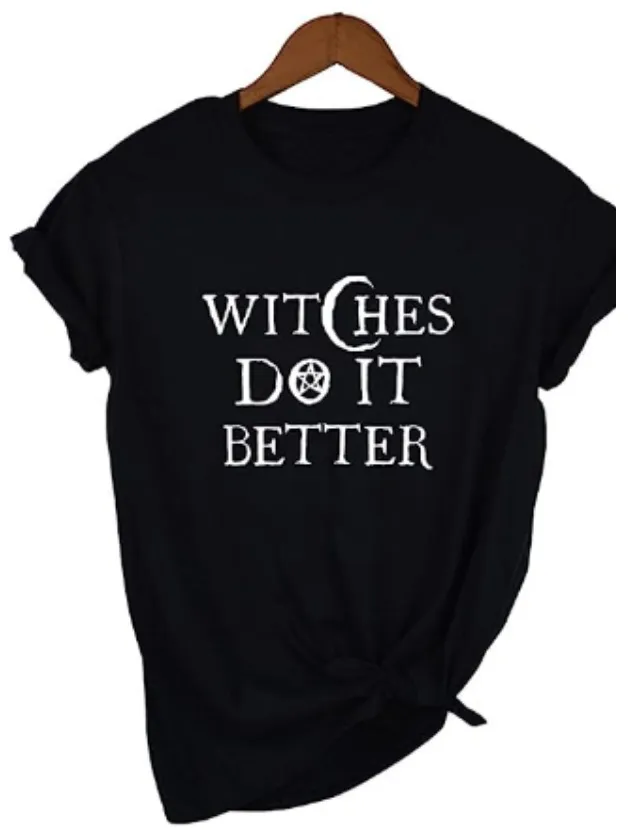 Witches Do It Printed Short Sleeve T shirt Black - Shop at LoveMi