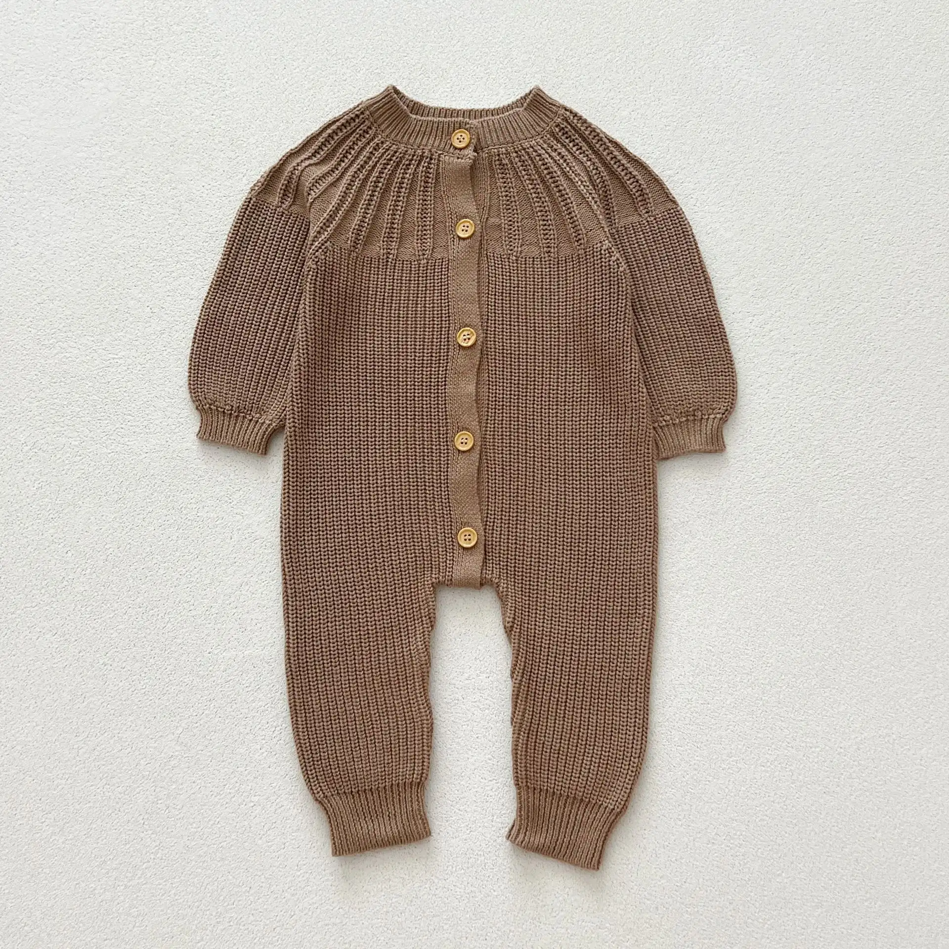 Round Neck Long-sleeve Jumpsuit Knitted Romper