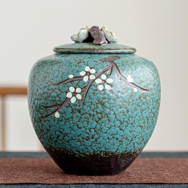 Hand-painted Vintage-printed Ceramic Airtight Tea Canister