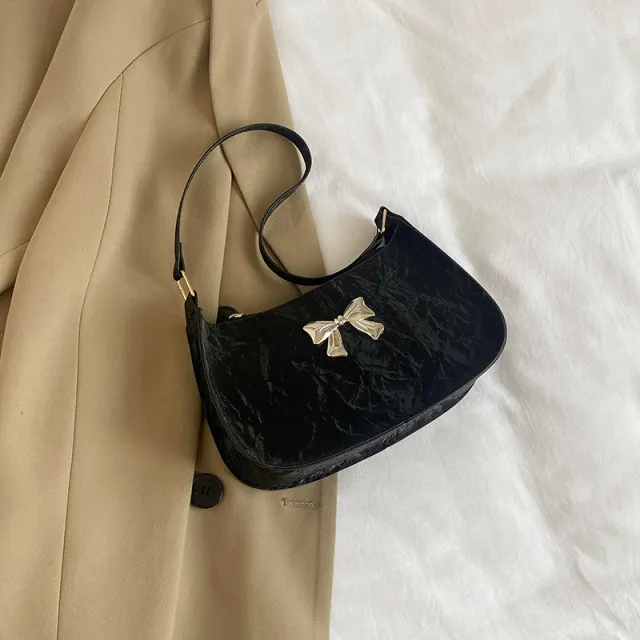 Pure Color Trendy Special interest Design Butterfly Fashion Shoulder Bag Black - Shop at LoveMi