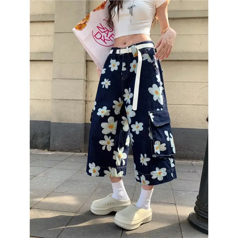 Men's And Women's Summer Trendy Loose-fitting Figure-flattering Mid-length Wide-leg Pants