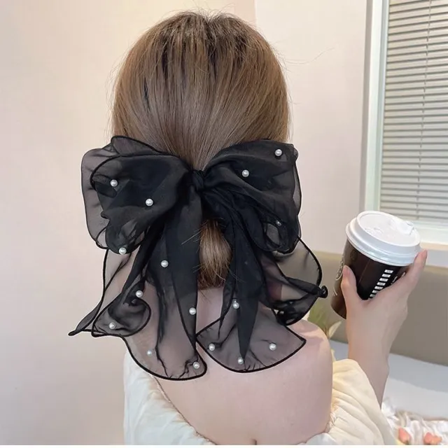 Big Lace White High grade Hair Accessories Female Back Head Spring Clip Headdress Black - Shop at LoveMi