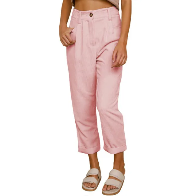 Baggy Corduroy Straight Pants Oversized Spodnie Elegant Trousers New Broek Women Causal Spring Fall High Wasit Pantalones Pink - Shop at LoveMi
