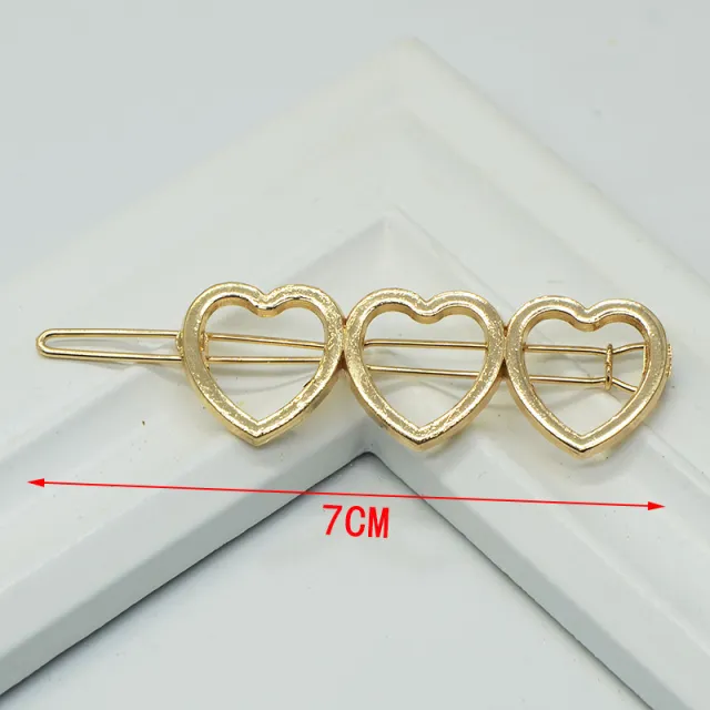 Cupid Heart shaped Five pointed Alloy Hair Accessories Three Love Gold 18 - Shop at LoveMi
