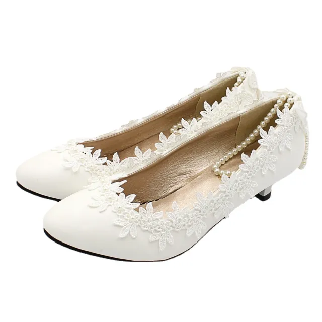 Women's Low Heel Simple White Wedding Shoes White - Shop at LoveMi