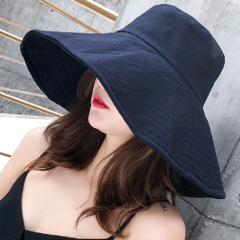 Solid-color Extra-wide-brim Sun Hat