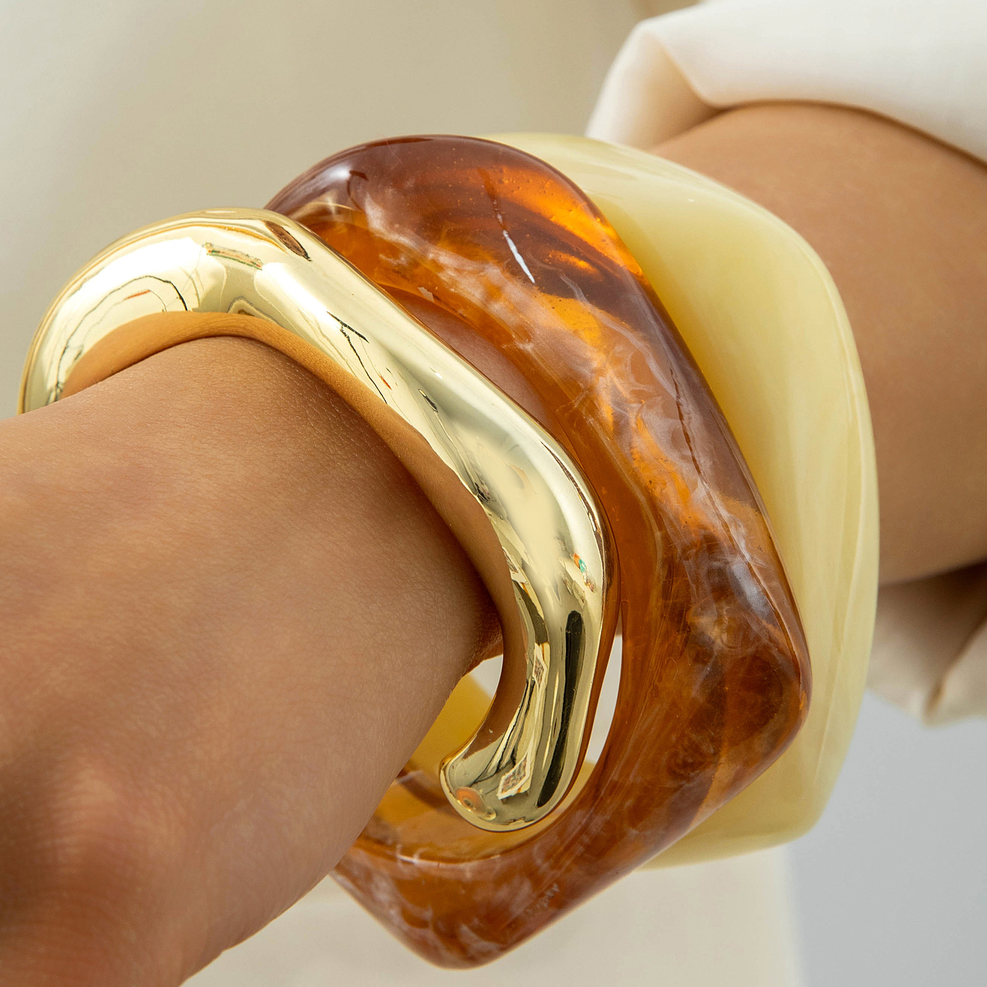 Exaggerated, Irregular, Semi-transparent Wide Bracelet