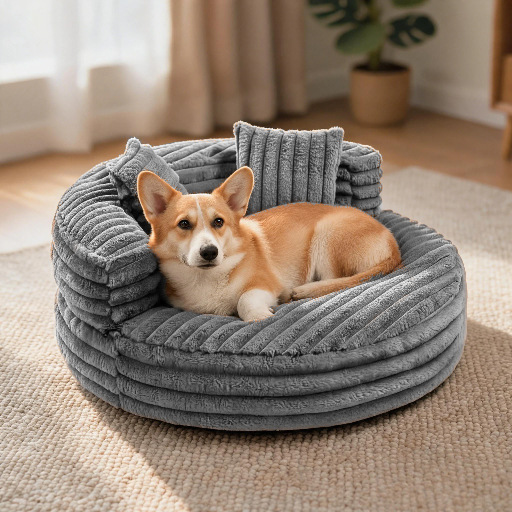 Removable And Washable Cat Bed Dog Sofa Donut Dark Gray 60x60x24cm