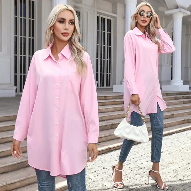 Women's Elegant Long Sleeve Blouse Pink - Shop at LoveMi