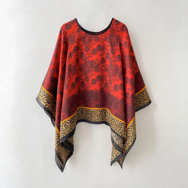 Silk Scarf Artificial Silk Sunscreen Scarf For Women Pullover Shawl Red - Shop at LoveMi
