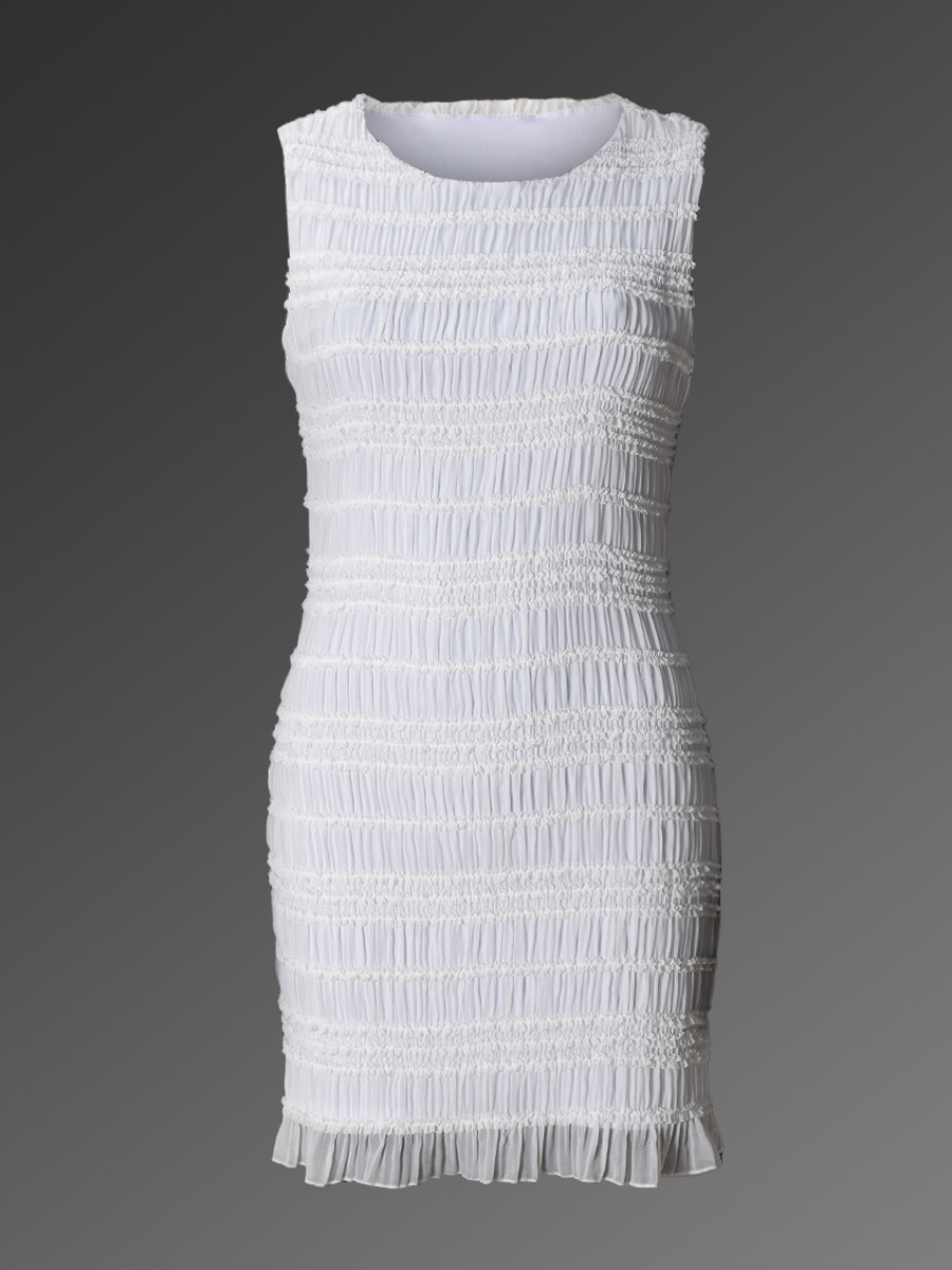 Striped Hollow Round Neck Sleeveless Dress