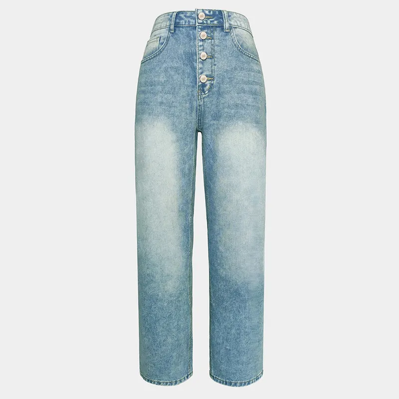 New Jeans Loose Leisure All-matching Simple And Thin Half-length Pants Straight-leg Pants Women - 983853Cf-Xl