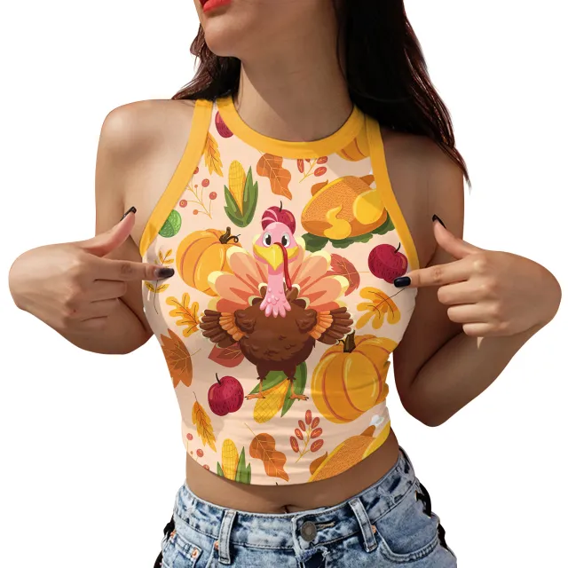 Women's Tight Letter Turkey Digital Printing Vest Ga123 1074 - Shop at LoveMi