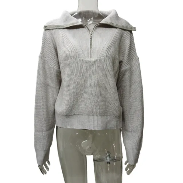 Women's Fashionable Retro Loose V neck Pullover Sweater Gray - Shop at LoveMi