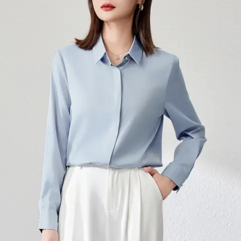 Graceful Satin Top OL Business Clothing Shirt for Women