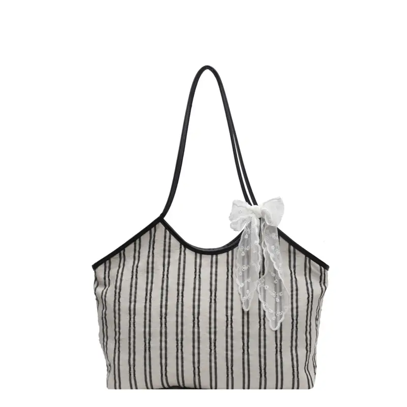 Striped Cloth Simple Korean Style Bucket Shoulder Messenger Bag