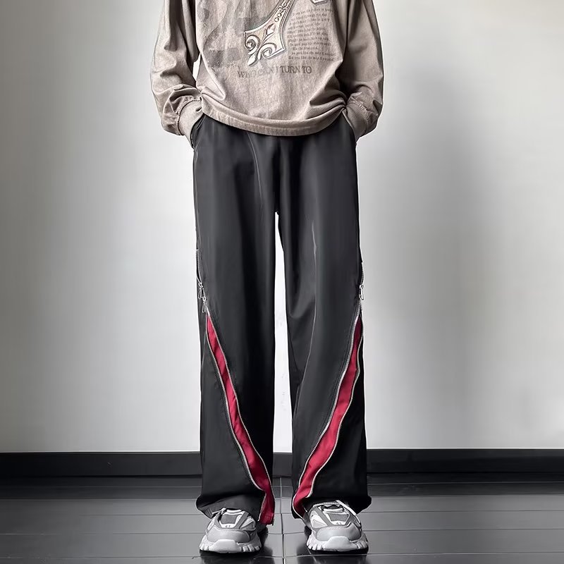 High Street Niche Dark Personality Zipper Casual Tactical Pants