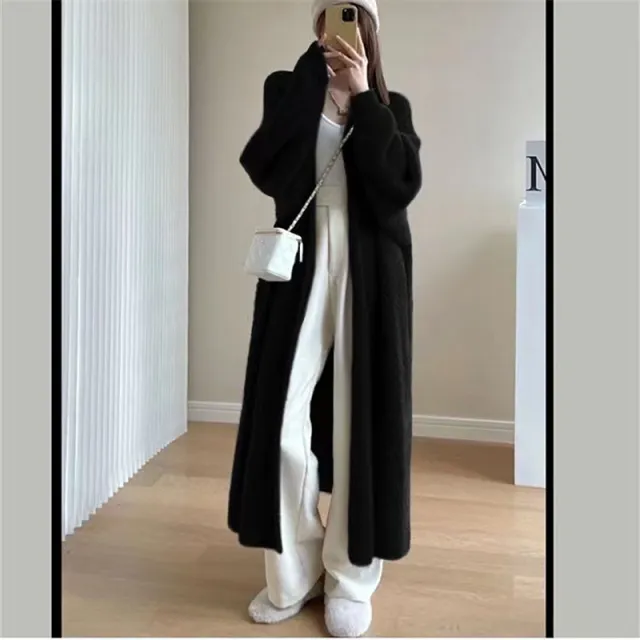 Long Below The Knee Sweater Cardigan For Women Black - Shop at LoveMi