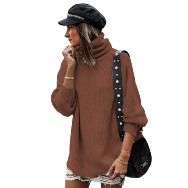 European And American Pullover Mid length Women's Sweater Dress Caramel Xxl - Shop at LoveMi