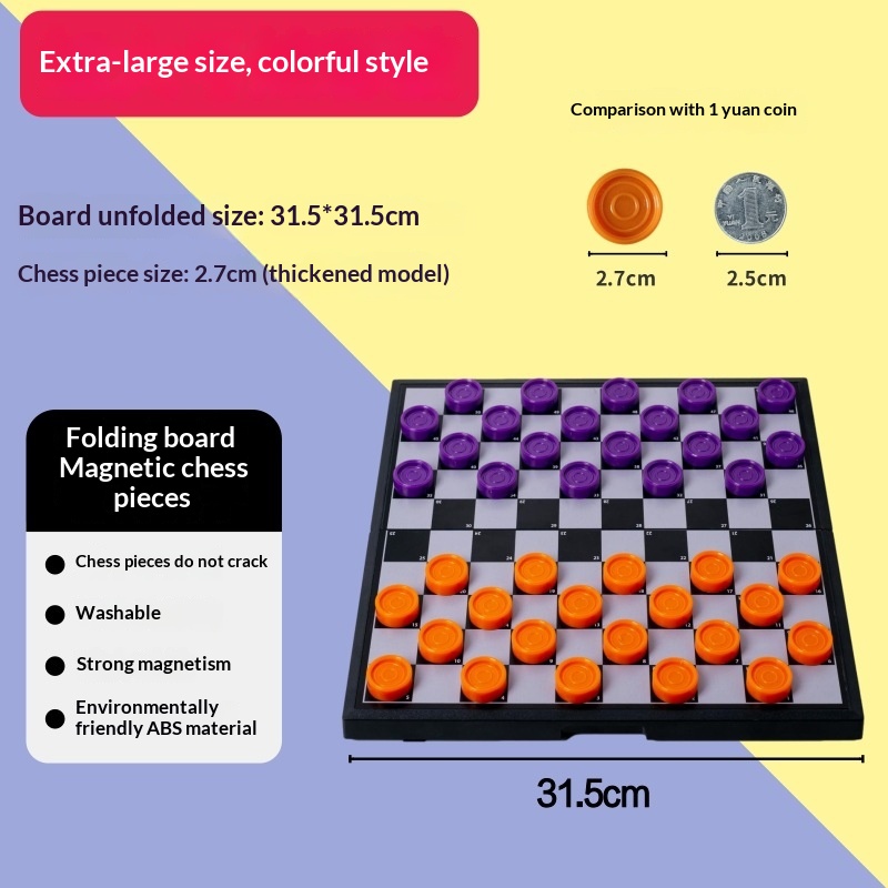 Jeu de dames magnétiques 100 cases — Plateau pliable de voyage 4