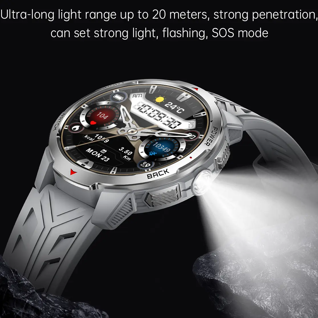 Smart Watch Compass Flashlight Large Battery Sports