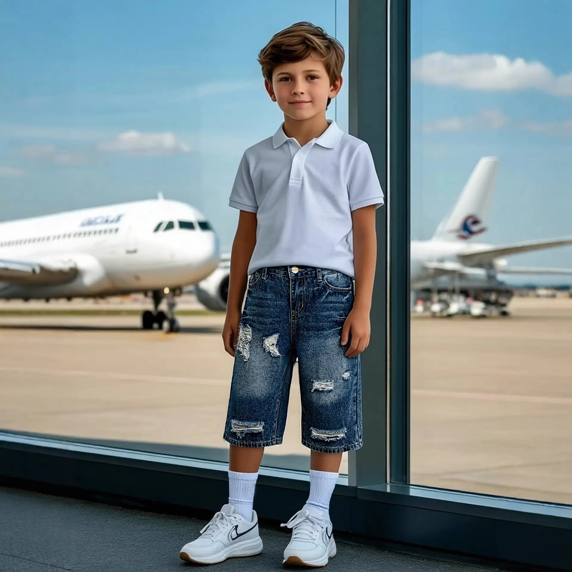 Washed Soft And Comfortable Boys Denim Shorts