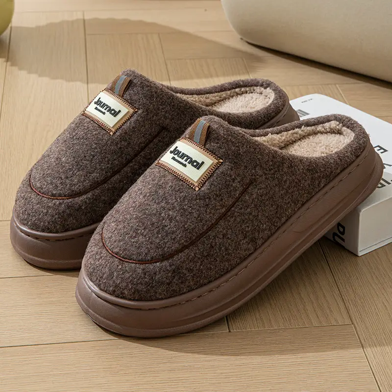 Men's Warm Thickened Bottom Plus Size Cotton Slippers