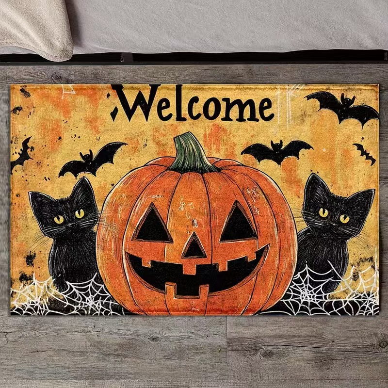 Crystal velvet hallway doormat for halloween