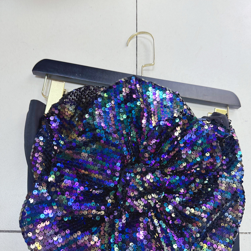 Summer Multi-layer Petals Heavy Embroidery Sequins Tube Top