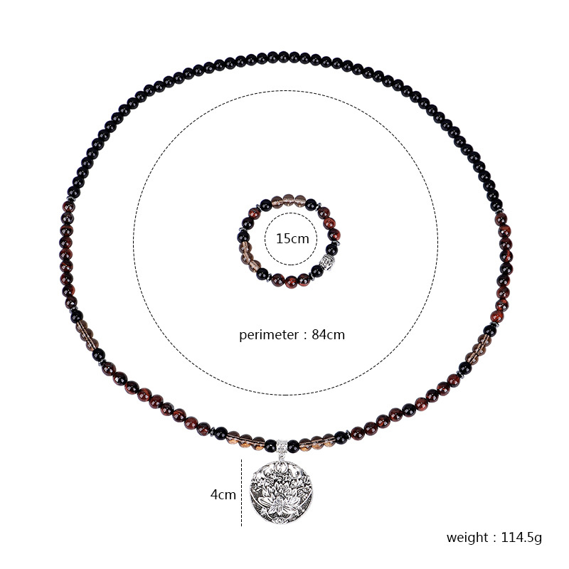 Retro Handmade Beaded Red Tiger Eye Necklace