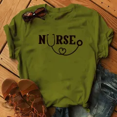 Women's Christmas Animal Flower Short Sleeve - Army Green - View 1