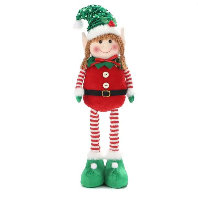 Christmas Hanging Leg Elf Telescopic Doll Ornaments Gift Female Elf - Shop at LoveMi