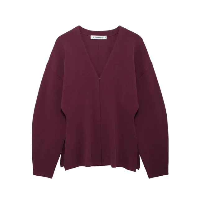 European And American Style Women's Temperament V neck Long Sleeve Shirt A Line Skirt Outfit Dark Red Top - Shop at LoveMi