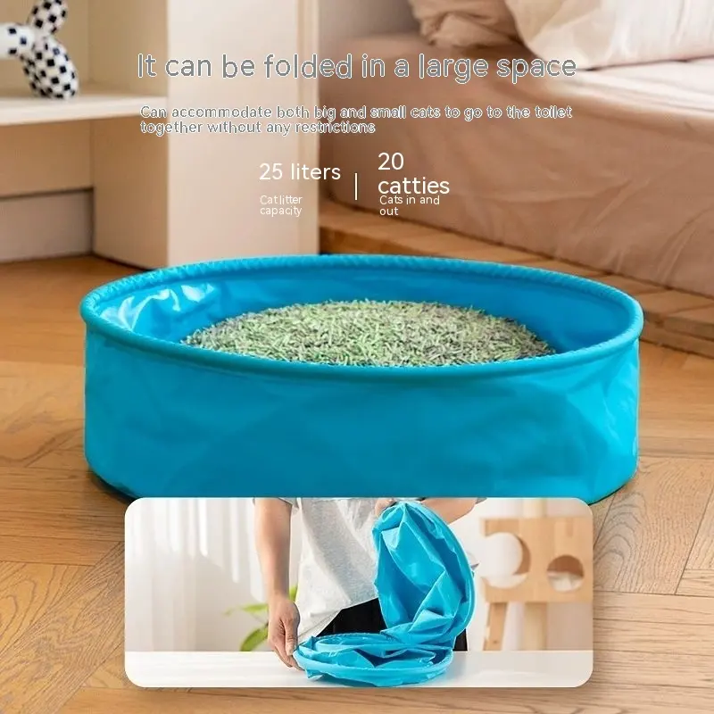 Foldable Cat Supplies Folding Semi-closed Portable Toilet
